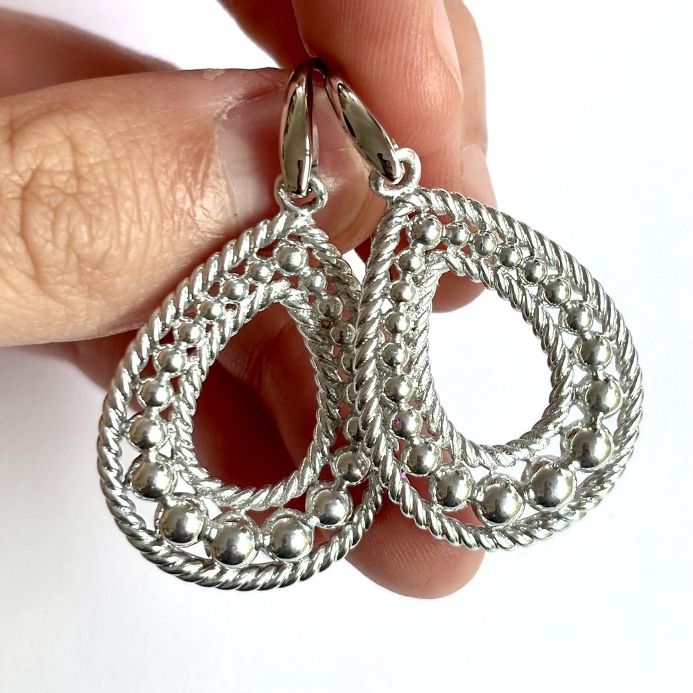 Arthur Court Aluminum Dangle Earrings 1.75 In Dot Rope Drop Discontinued Jewelry